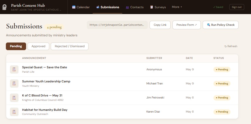 Ministry submission portal